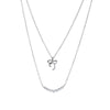 Cubic Zirconia & Sterling Silver Ribbon Layered Necklace - White