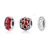 Cubic Zirconia & Sterling Silver Rondelle Charm - Set of Three