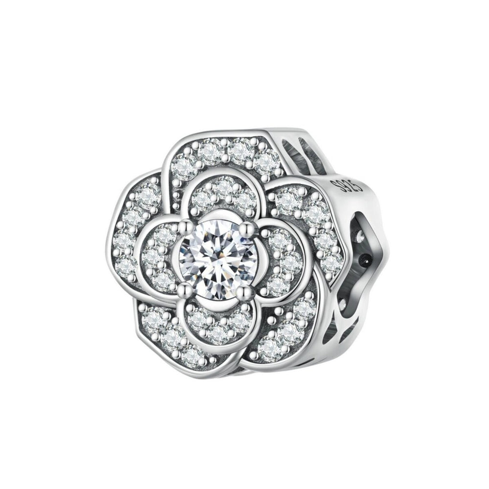 Cubic Zirconia & Sterling Silver Rose Petal Charm