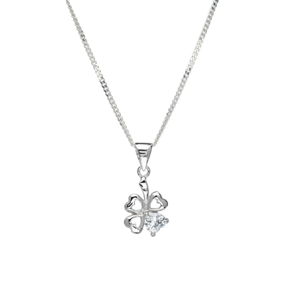 Cubic Zirconia & Sterling SilverFour Leaf Clover Pendant Necklace - White