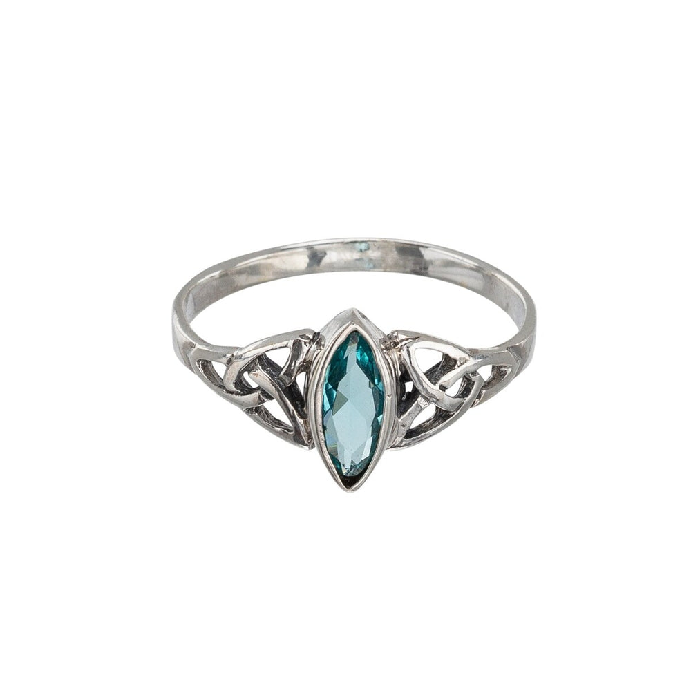 Cubic Zirconia and Sterling Silver Celtic-Style Marquise Ring