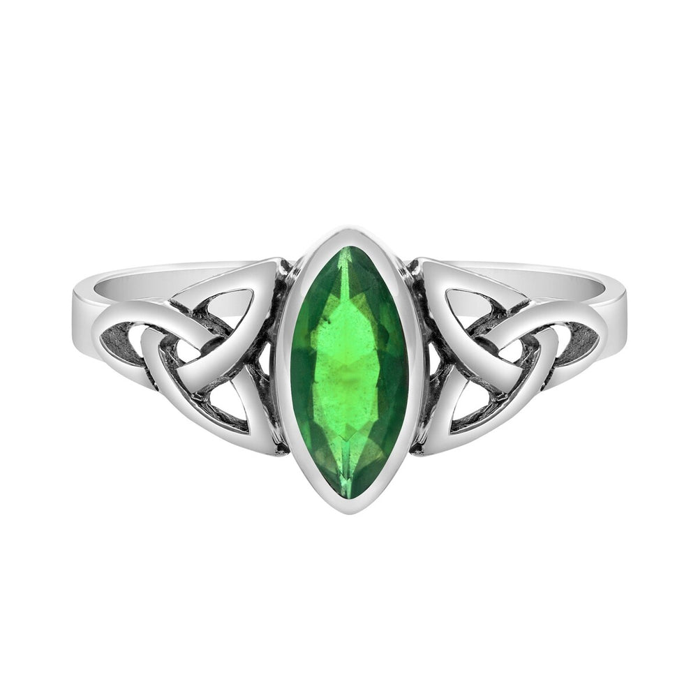 Cubic Zirconia and Sterling Silver Celtic-Style Marquise Ring