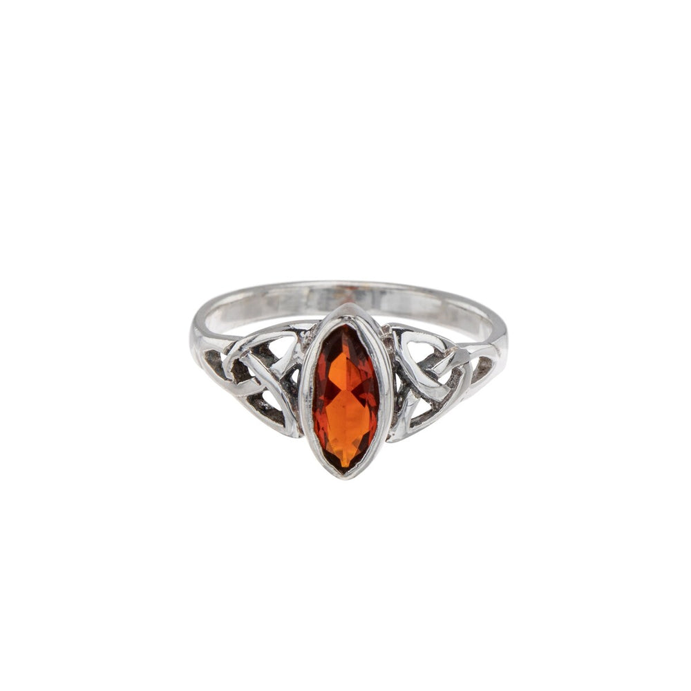 Cubic Zirconia and Sterling Silver Celtic-Style Marquise Ring