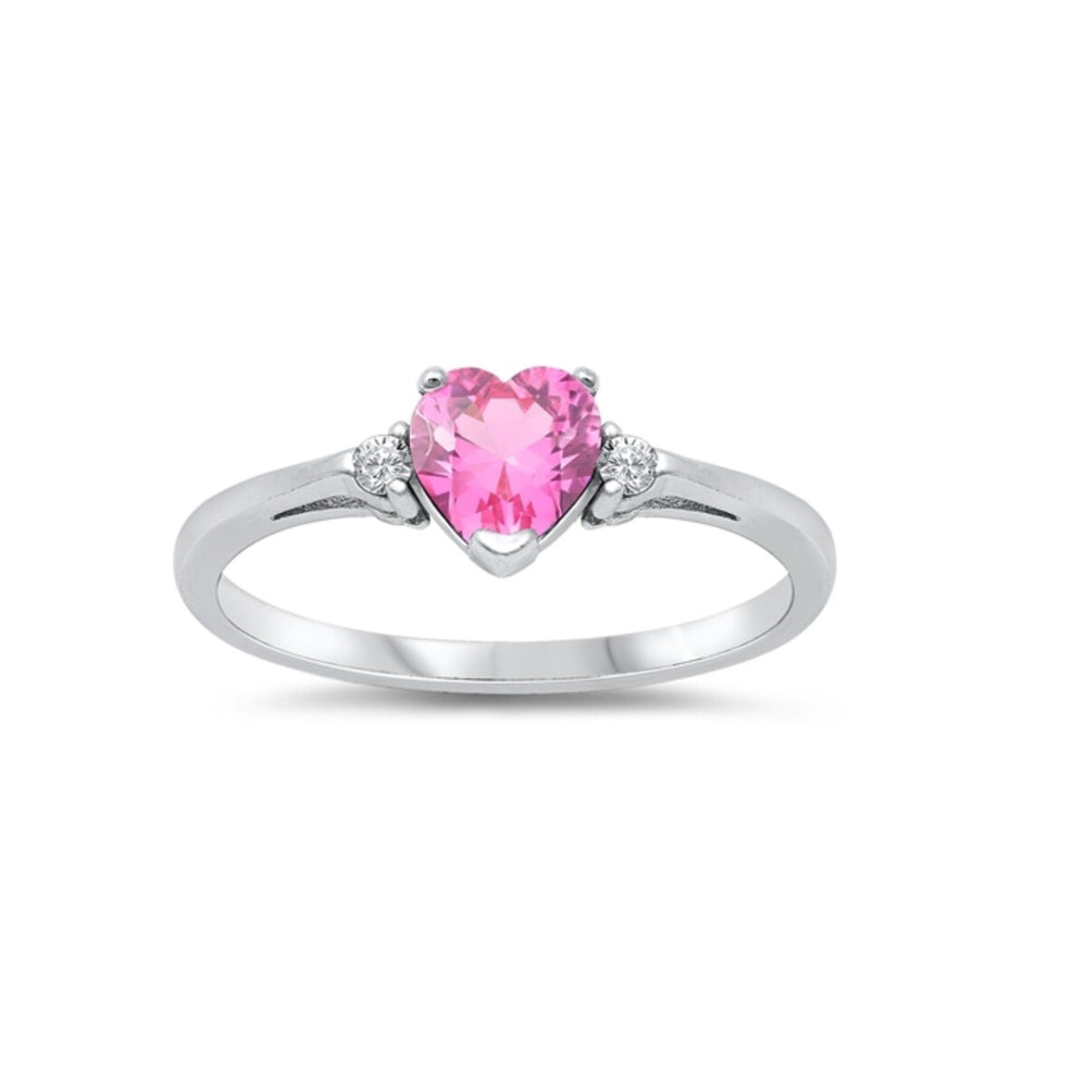 Cubic Zirconia and Sterling Silver Heart Ring