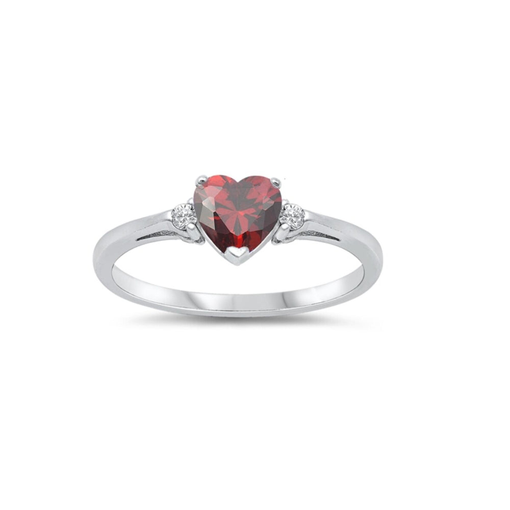 Cubic Zirconia and Sterling Silver Heart Ring