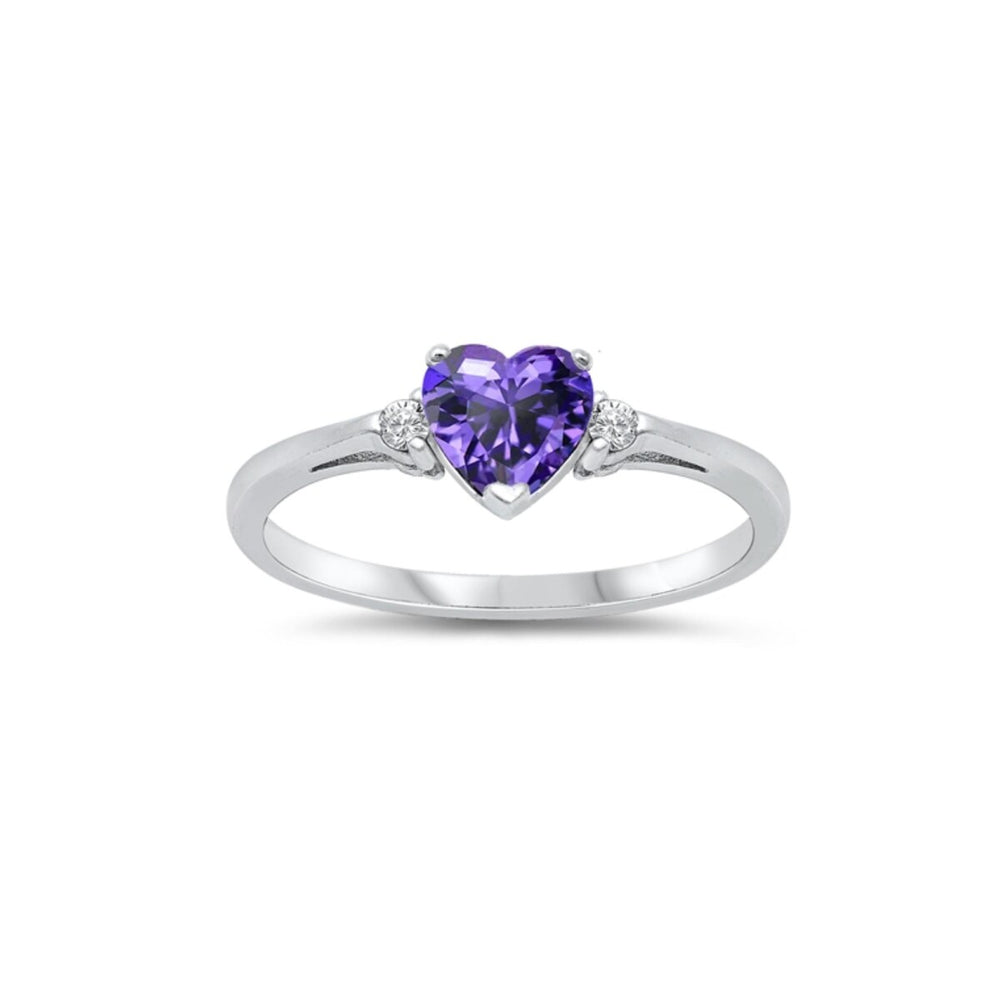 Cubic Zirconia and Sterling Silver Heart Ring