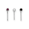 Curata 10k White Gold 1.5mm Set Of 3 Nose Studs Jewelry for Women