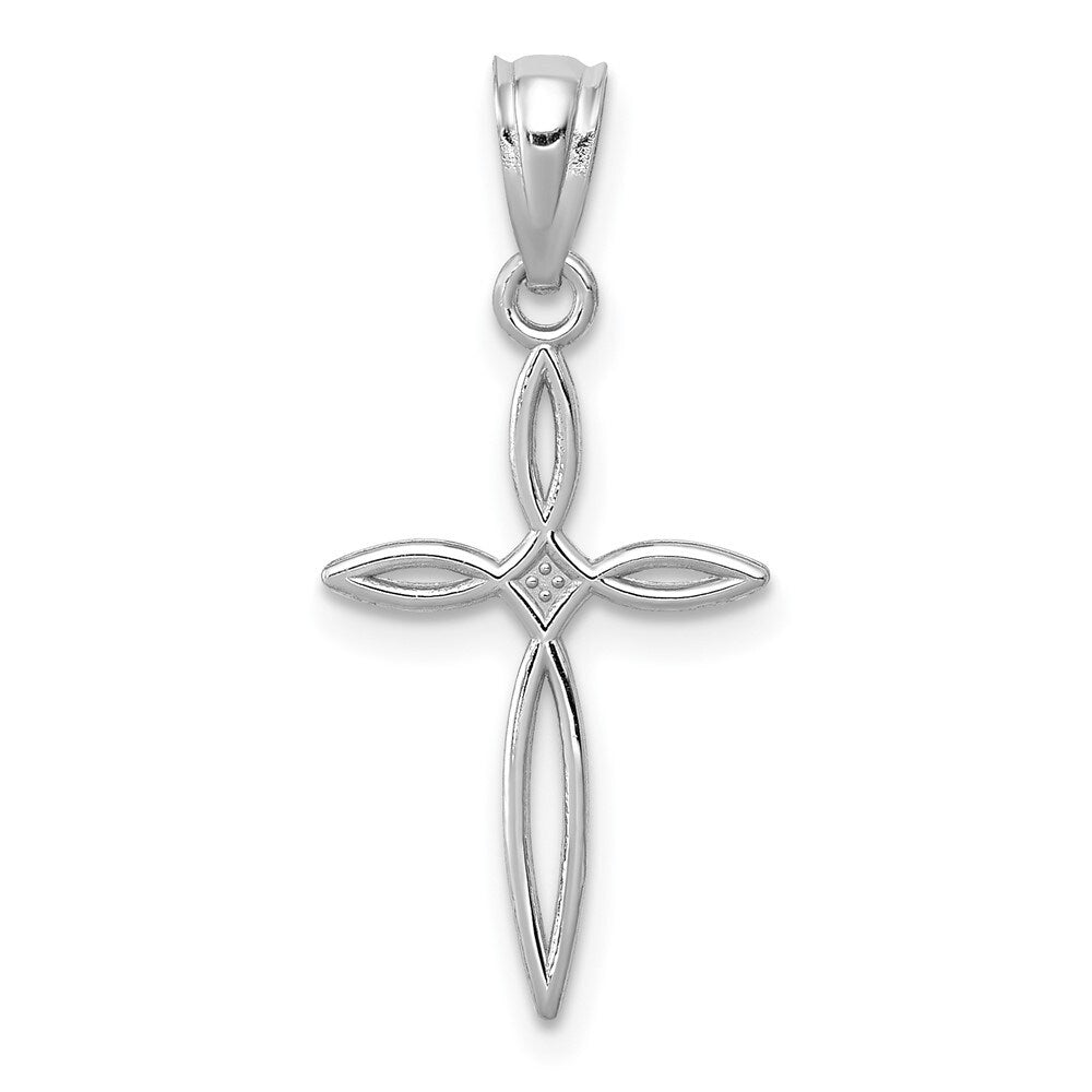 Curata 10k White Gold 18" 12mmx24mm Passion Cross Charm Pendant Necklace