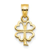 Curata 10k Yellow Gold 18" 16mm Heart Four Leaf Clover Charm Pendant Necklace