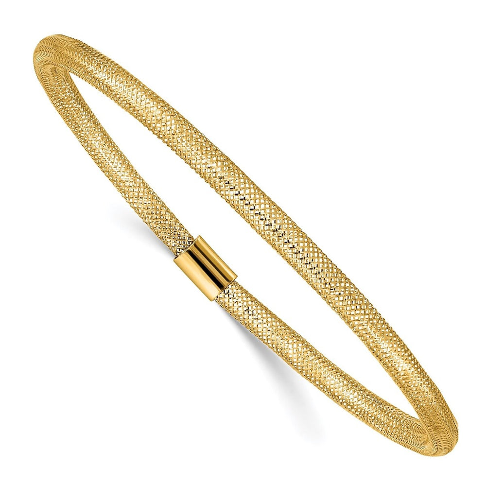 Curata 10k Yellow Gold 7" 3mm Stretch Mesh Slip-on Bracelet