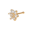 Curata 14k Gold CZ Flower Nose Ring - 4mm 20g Nose Stud