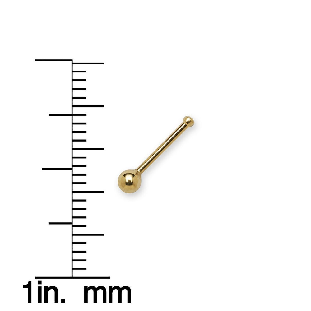 Curata 14k Real Gold Simple 1.5mm Ball Nose Stud - 20g nose ring