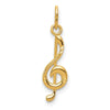 Curata 14k Yellow Gold 18" 5mmx21mm Diamond-cut Music Note Pendant Necklace