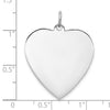 Curata 25mm 925 Sterling Silver18" 25mm Engravable Polished Heart Disc Charm Necklace