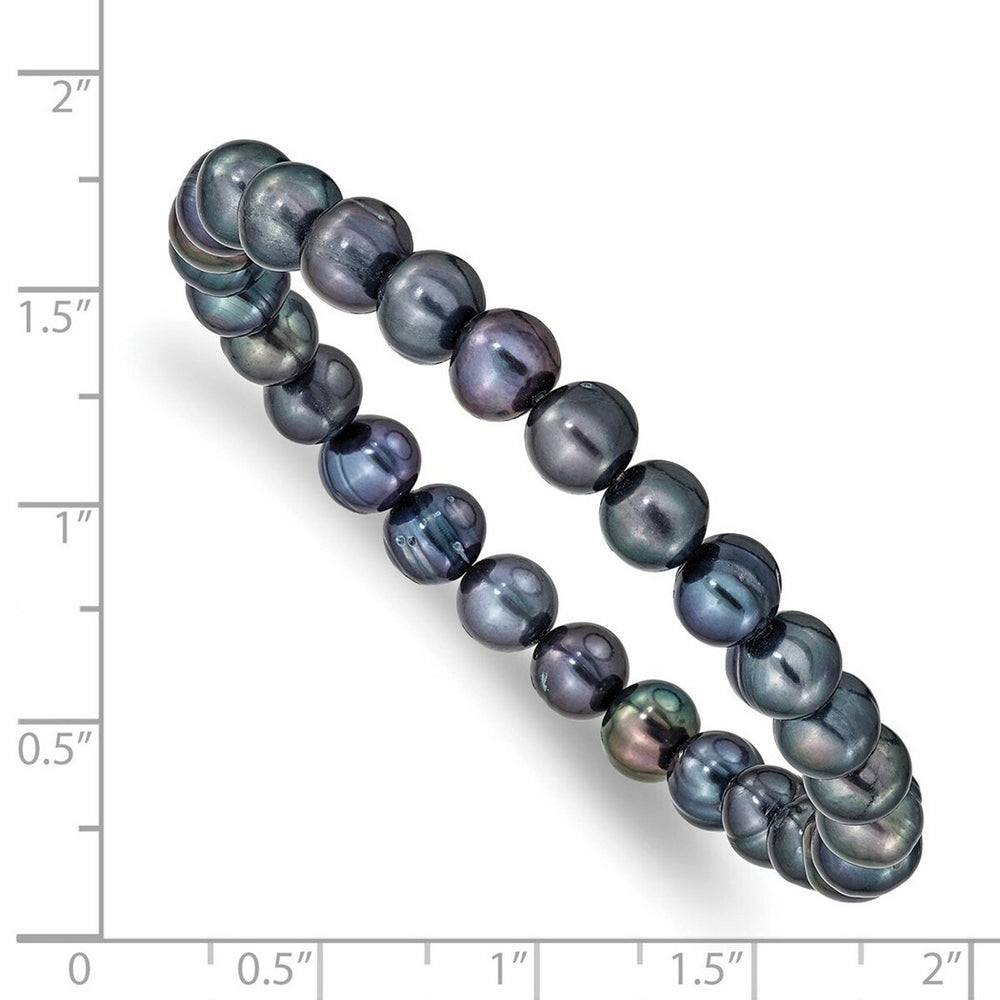 Curata 6-7mm Black Cultured Pearl Stretch Bracelet