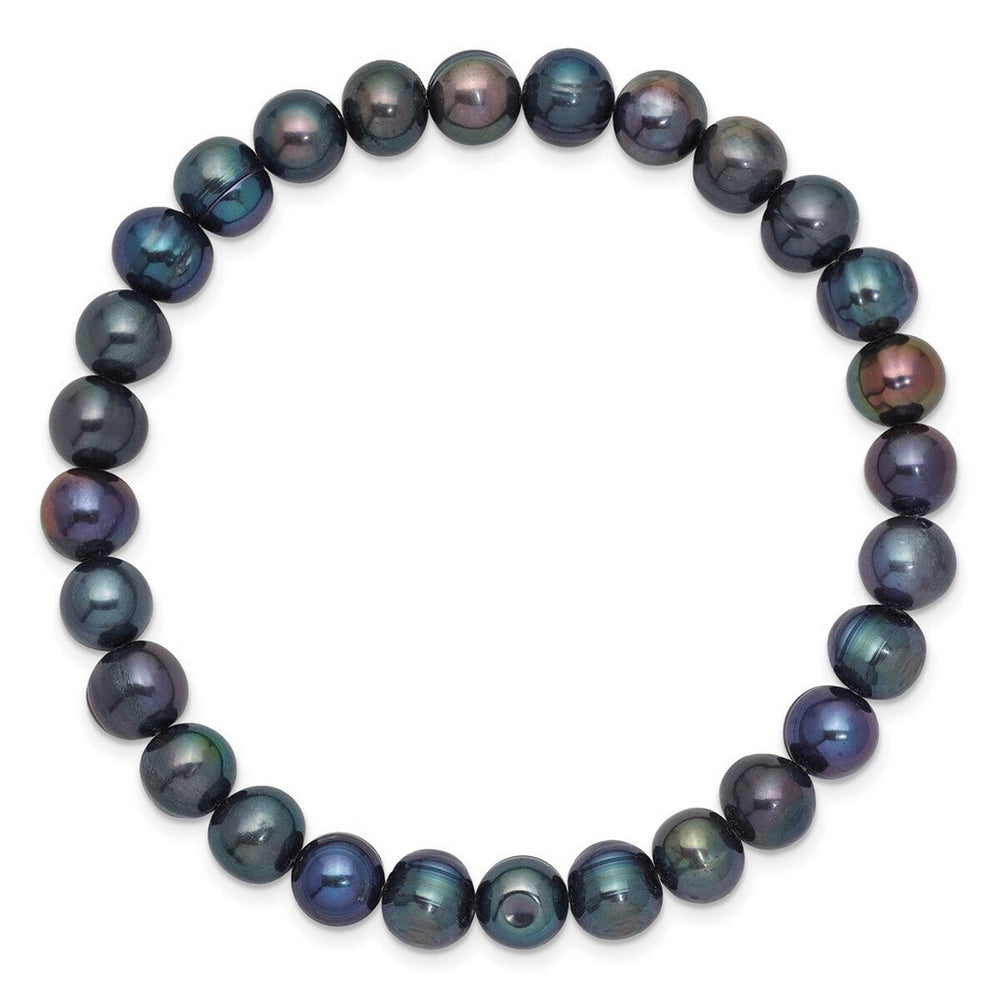 Curata 6-7mm Black Cultured Pearl Stretch Bracelet