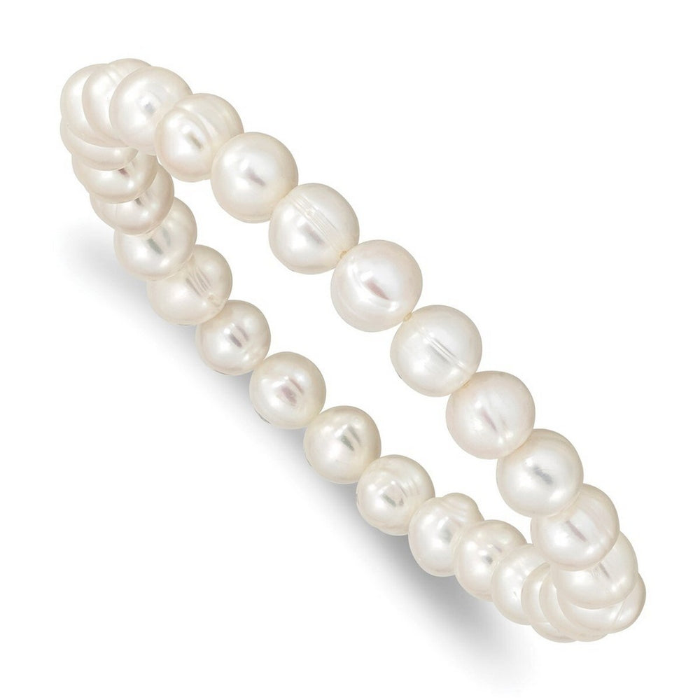 Curata 6-7mm White Cultured Pearl Stretch Bracelet