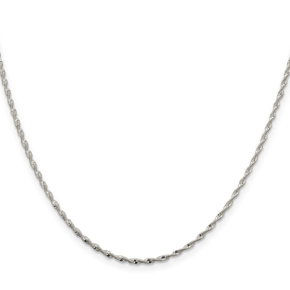 Curata 925 Sterling Silver 1.65mm Twisted Herringbone Chain Necklace Options: 16 18 20 24 30