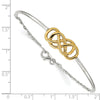 Curata 925 Sterling Silver 10.45mm 7.25" Gold-Plated Double Infinity Bangle Bracelet