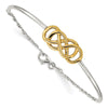 Curata 925 Sterling Silver 10.45mm 7.25" Gold-Plated Double Infinity Bangle Bracelet