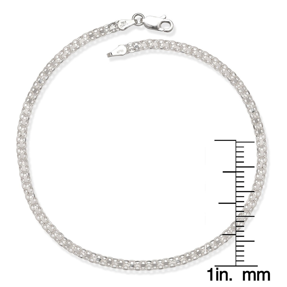 Curata 925 Sterling Silver 10" 3.5mm Bismark Mesh Chain Anklet Bracelet