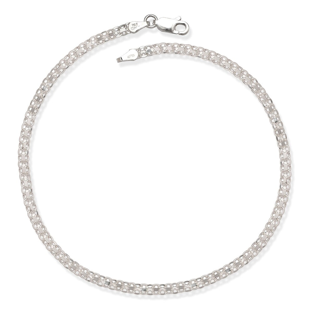 Curata 925 Sterling Silver 10" 3.5mm Bismark Mesh Chain Anklet Bracelet