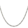 Curata 925 Sterling Silver 10" Polished 3mm Figaro Chain Anklet for Women