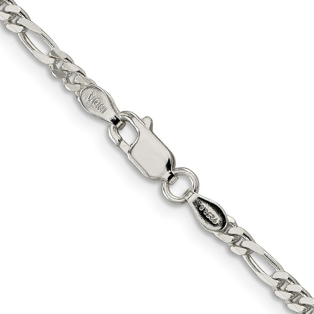 Curata 925 Sterling Silver 10" Polished 3mm Figaro Chain Anklet for Women