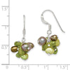 Curata 925 Sterling Silver 10x31mm Cultured Green Pearl Peridot Dangle Hook Earrings