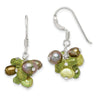 Curata 925 Sterling Silver 10x31mm Cultured Green Pearl Peridot Dangle Hook Earrings