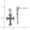 Curata 925 Sterling Silver 11x22mm Dangle Cross Post Earrings