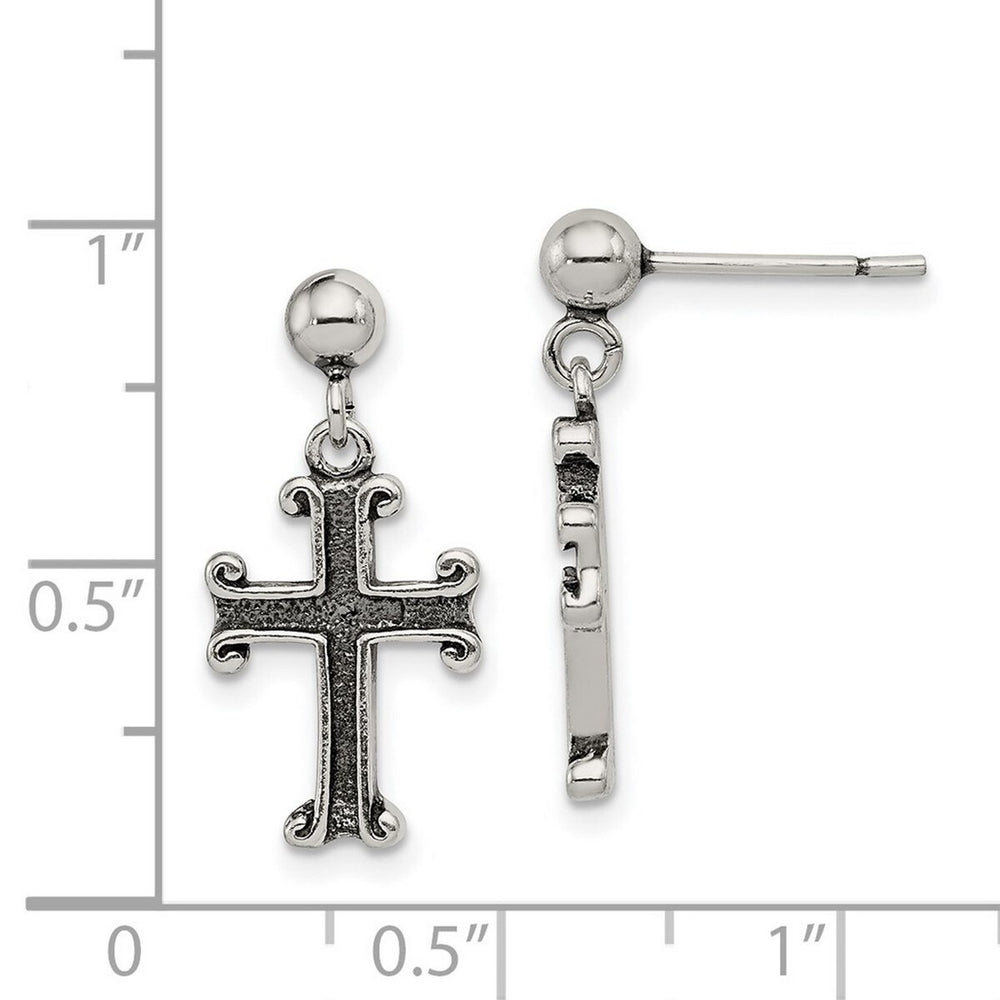 Curata 925 Sterling Silver 11x22mm Dangle Cross Post Earrings