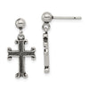 Curata 925 Sterling Silver 11x22mm Dangle Cross Post Earrings