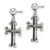 Curata 925 Sterling Silver 11x22mm Dangle Cross Post Earrings