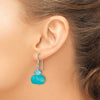 Curata 925 Sterling Silver 13x30mm Aquamarine Crystal and Blue Dyed Jade Hook Earrings