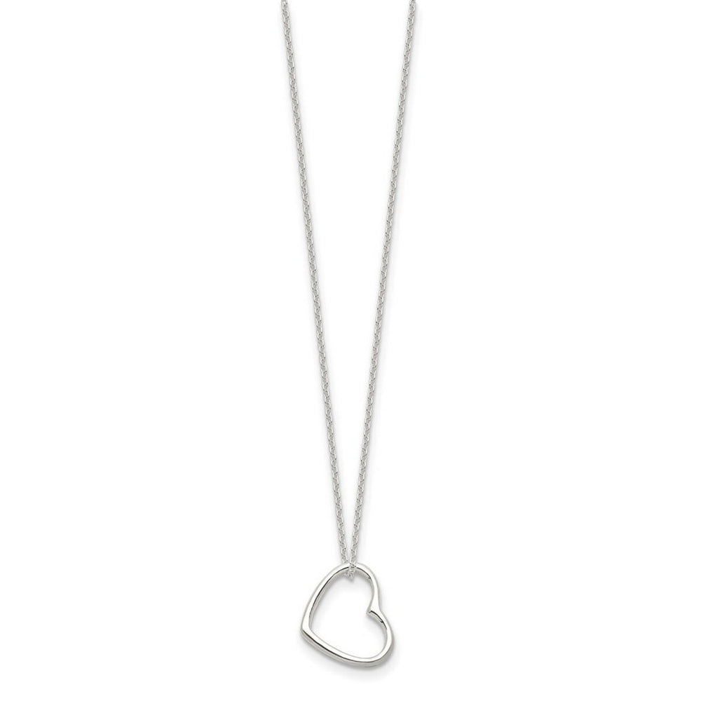 Curata 925 Sterling Silver 14 +2" Floating 15mm Open Heart Necklace - Choker