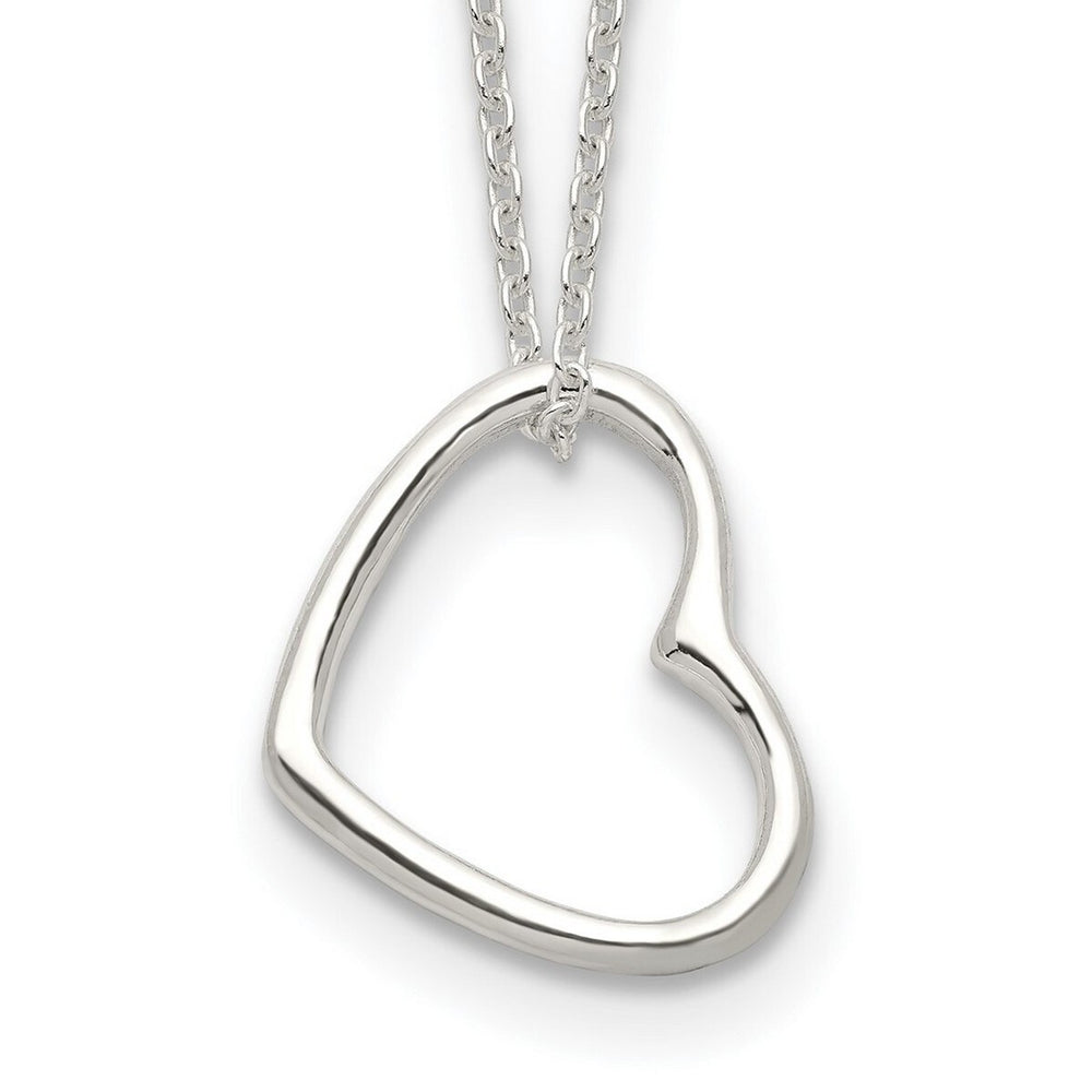 Curata 925 Sterling Silver 14 +2" Floating 15mm Open Heart Necklace - Choker