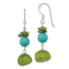 Curata 925 Sterling Silver 14x37mm Dyed Jade Green Simulated Coral Dyed Howlite Dangle Hook Earrings