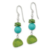 Curata 925 Sterling Silver 14x37mm Dyed Jade Green Simulated Coral Dyed Howlite Dangle Hook Earrings