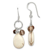 Curata 925 Sterling Silver 14x45mm Lace Agate Clear Quartz Tiger Eye Dangle Hook Earrings