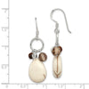 Curata 925 Sterling Silver 14x45mm Lace Agate Clear Quartz Tiger Eye Dangle Hook Earrings