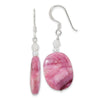 Curata 925 Sterling Silver 15.5x46.2mm Pink Agate Pink Quartz and Crystal Earrings