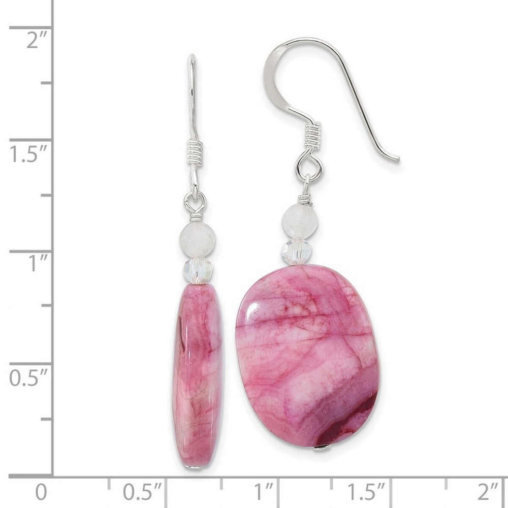 Curata 925 Sterling Silver 15.5x46.2mm Pink Agate Pink Quartz and Crystal Earrings