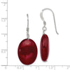 Curata 925 Sterling Silver 15x31mm Hook Red Dyed Jade Long Drop Dangle Earrings