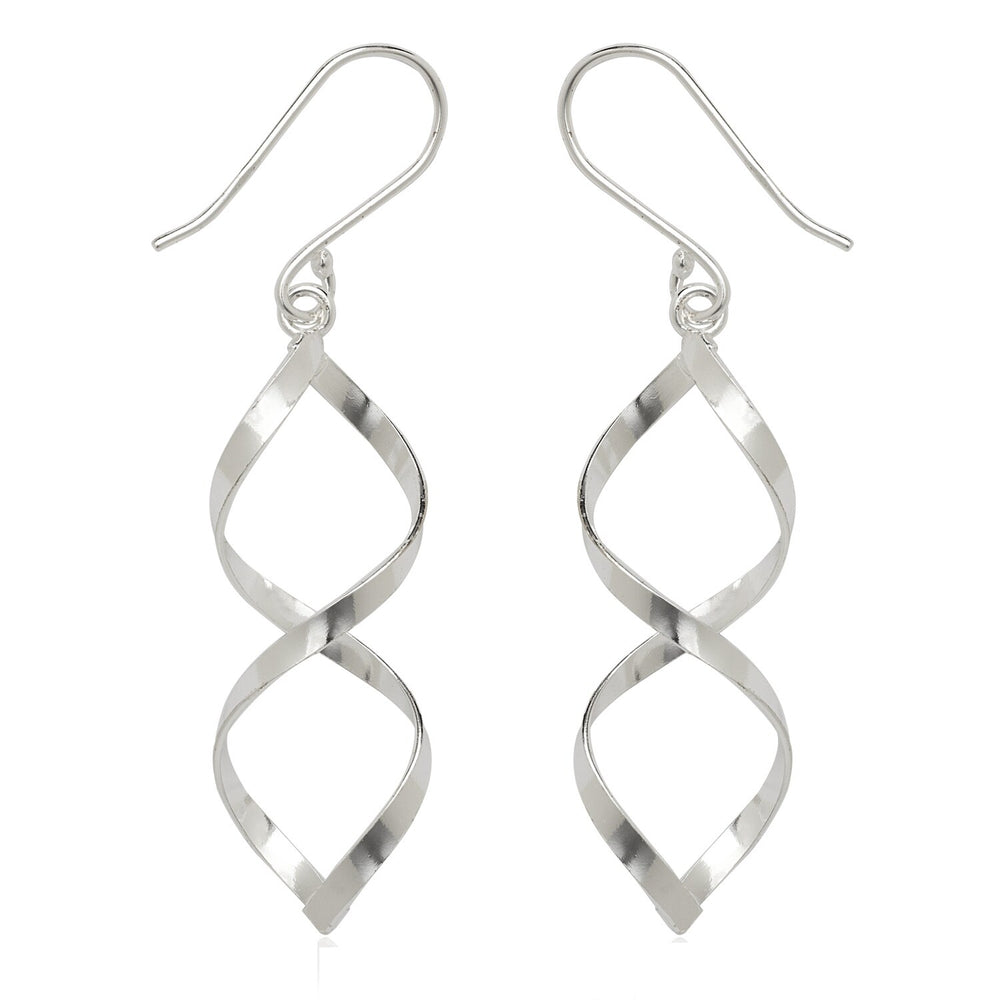 Curata 925 Sterling Silver 15x40mm Large Infinity Swirl Drop Dangle Earrings