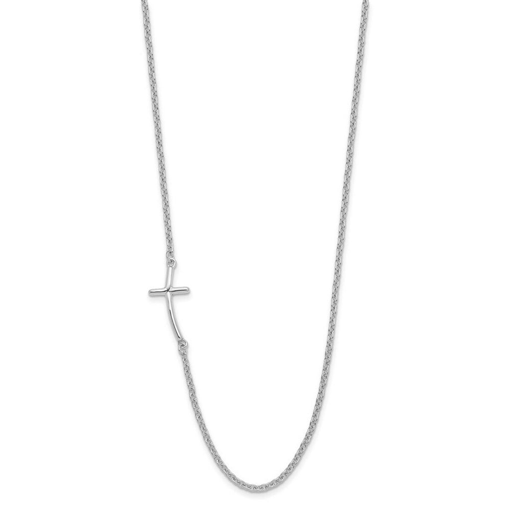 Curata 925 Sterling Silver 17" Small Off set Sideways Curved Necklace