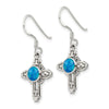 Curata 925 Sterling Silver 17x36mm Hook Simulated Opal Cross Dangle Earrings