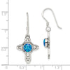 Curata 925 Sterling Silver 17x36mm Hook Simulated Opal Cross Dangle Earrings