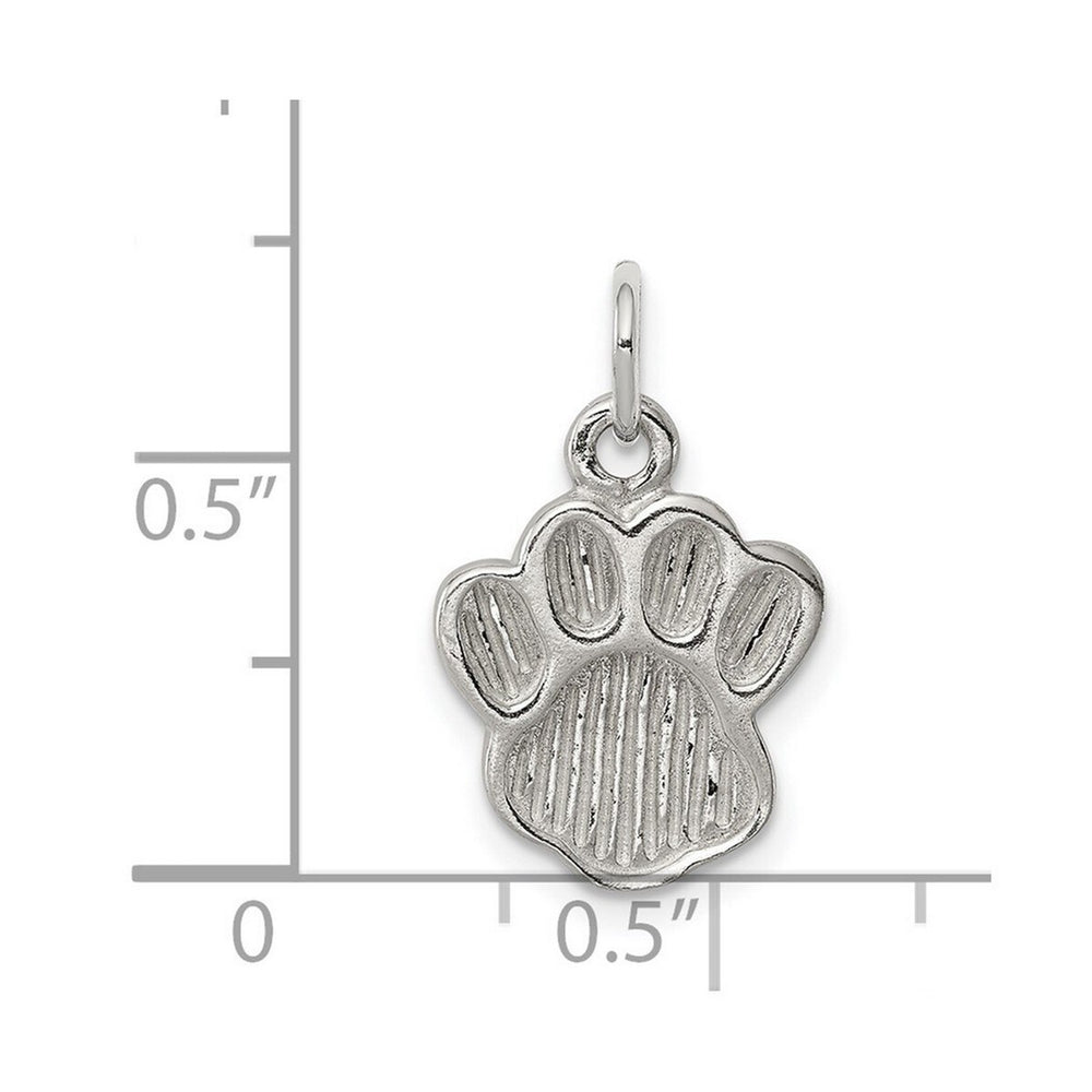 Curata 925 Sterling Silver 18" 12.3mmx14.5mm Textured Paw Print Charm Pendant Necklace