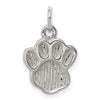 Curata 925 Sterling Silver 18" 12.3mmx14.5mm Textured Paw Print Charm Pendant Necklace